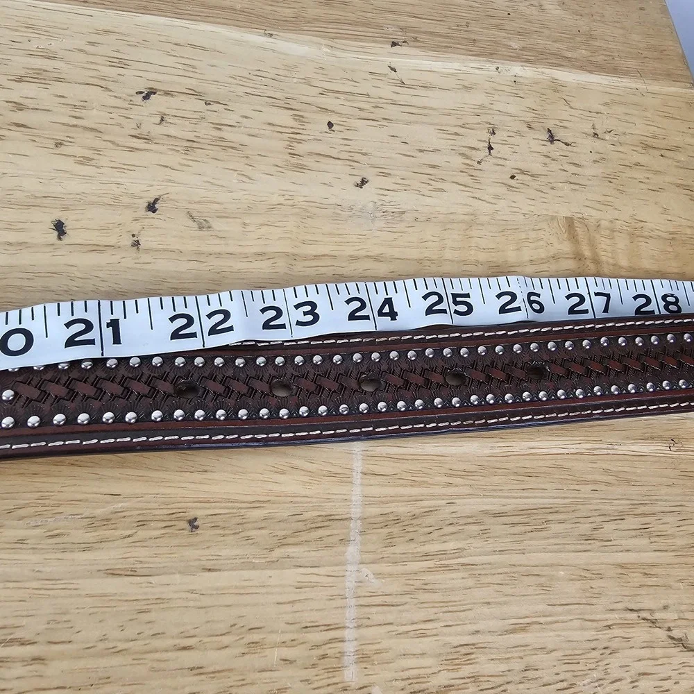 Ariat Kids 22 Belt Brown Leather Studded Silver‎ Buckle Western Cowboy Accessory